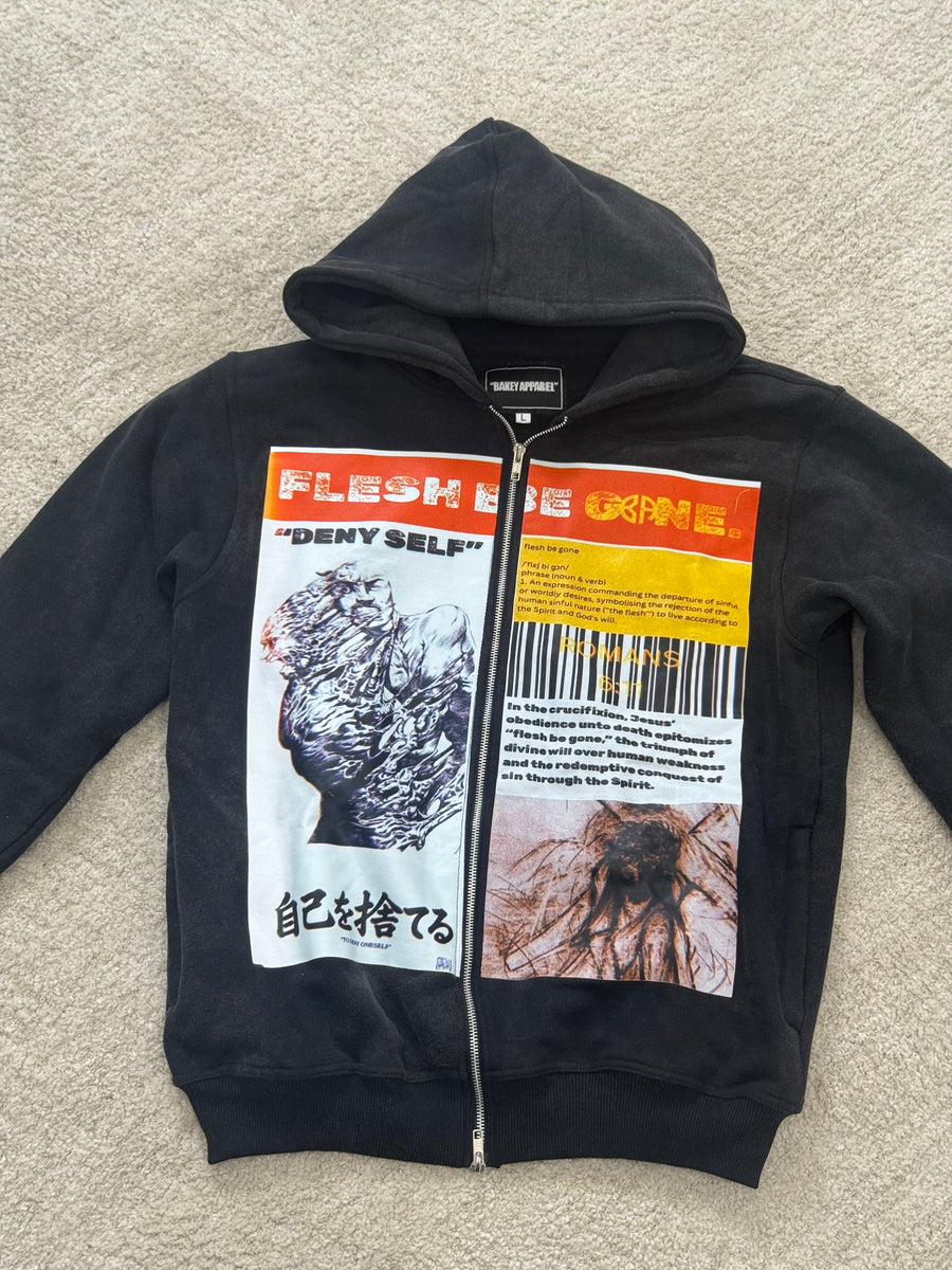 FLESH BE GONE- ACID WASH ZIP HOODIE – Bakey Apparel
